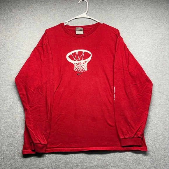 Nike Other - Nike Basketball Vintage Long Sleeve Shirt Red‎ Graphic Swoosh Mens Large Y2K